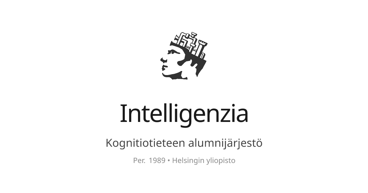 Intelligenzia logo, a profile with a city skyline for hair